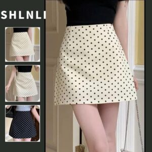 ผู้หญิง ฤดูร้อนหวาน Polka Dot กระโปรงกระชับสัดส่วน ภาษาฝรั่งเศสคํา Plus Size Casual A-line กระโปรงสะโพก ผู้หญิง ฤดูร้อนหวาน Polka Dot กระโปรงกระชับสัดส่วน ภาษาฝรั่งเศสคํา Plus Size Casual A-line กระโปรงสะโพก