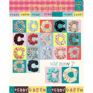 teddy scrunchies ♥️ teddy green หนังยางมัดผม (ไซส์ปกติ)