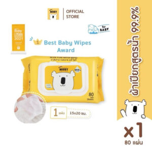 Baby Moby ทิชชู่เปียกสูตรน้ำบริสุทธิ์ 99.9% ขนาด 80 แผ่น