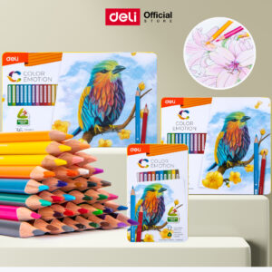 Deli ดินสอสีไม้กล่องเหล็ก คุณภาพสูง 12/24/36 สี แท่งหกเหลี่ยม สีสดใส สวยคมชัด Color Pencil Deli ดินสอสีไม้กล่องเหล็ก คุณภาพสูง 12/24/36 สี แท่งหกเหลี่ยม สีสดใส สวยคมชัด Color Pencil