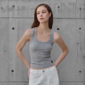 Withit Tank Top With W Gold Leather Patch เสื้อกล้ามวิทอิท – TPW02863 Withit Tank Top With W Gold Leather Patch เสื้อกล้ามวิทอิท – TPW02863