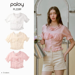Paloy – PL2289 Petal Top เสื้อคอปกหยัก แต่งดอกไม้กลางอก (Little Miss Summer) Paloy – PL2289 Petal Top เสื้อคอปกหยัก แต่งดอกไม้กลางอก (Little Miss Summer)